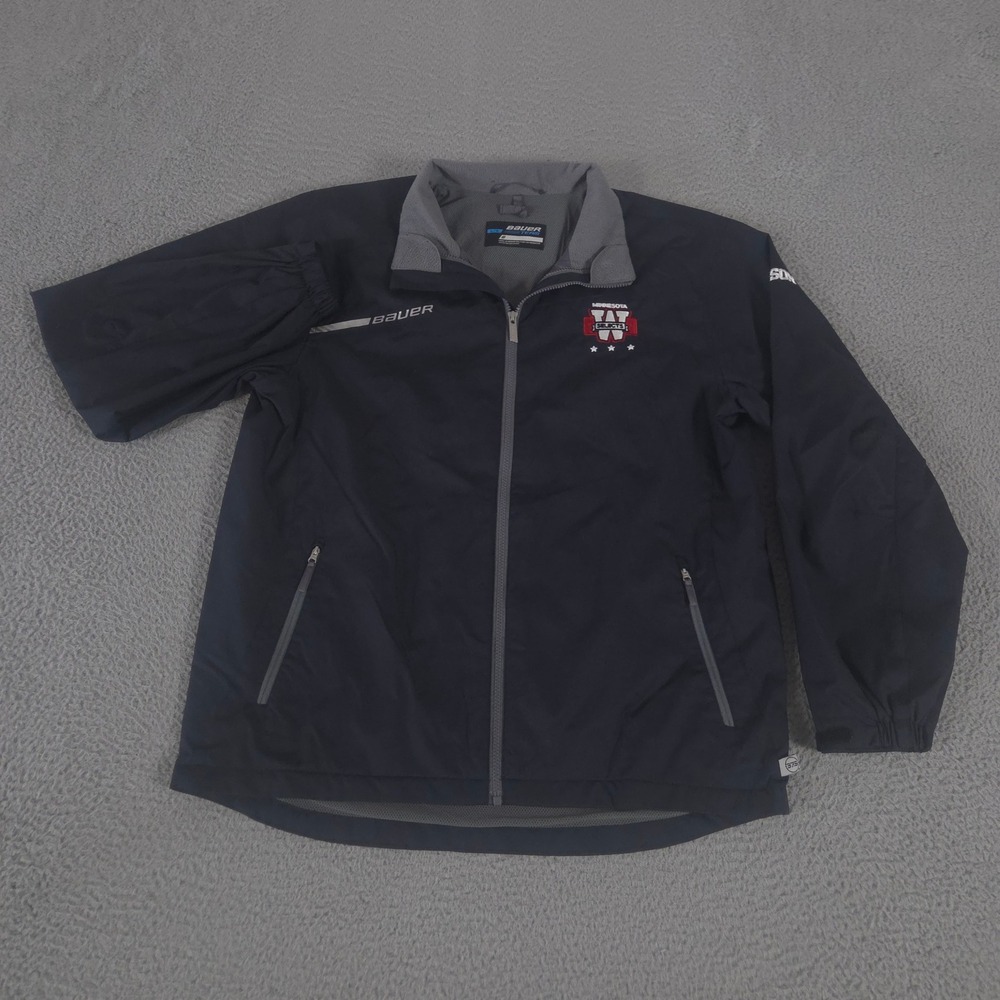Bauer Jacket Mens Large‎ Black Team Flex Minnesota Wavy Selects Hockey Full Zip
